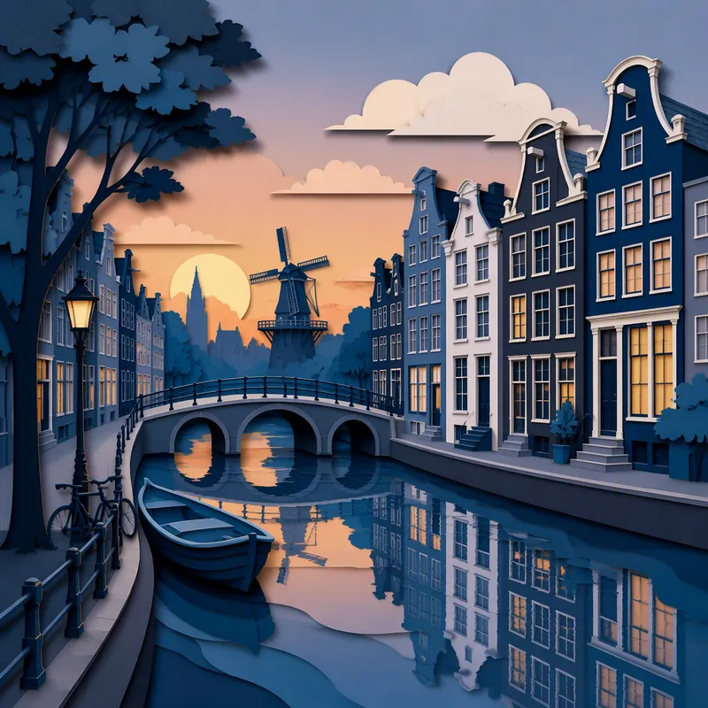 Amsterdamin kanava ja historiallisia rakennuksia Amsterdamin kanava ja historiallisia rakennuksia