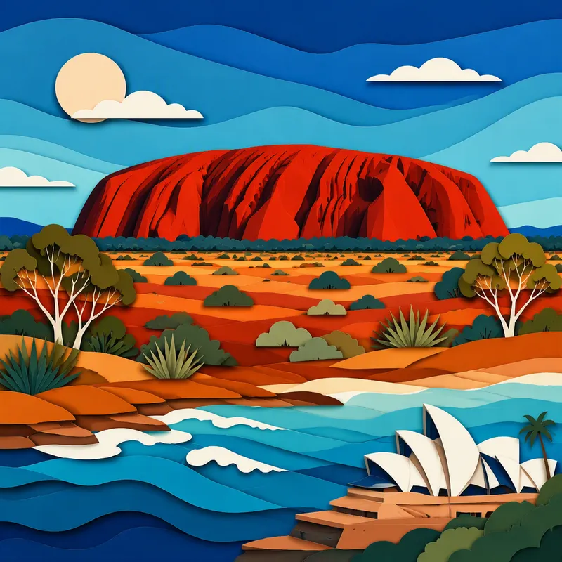Uluru-kallio aavikon keskellä