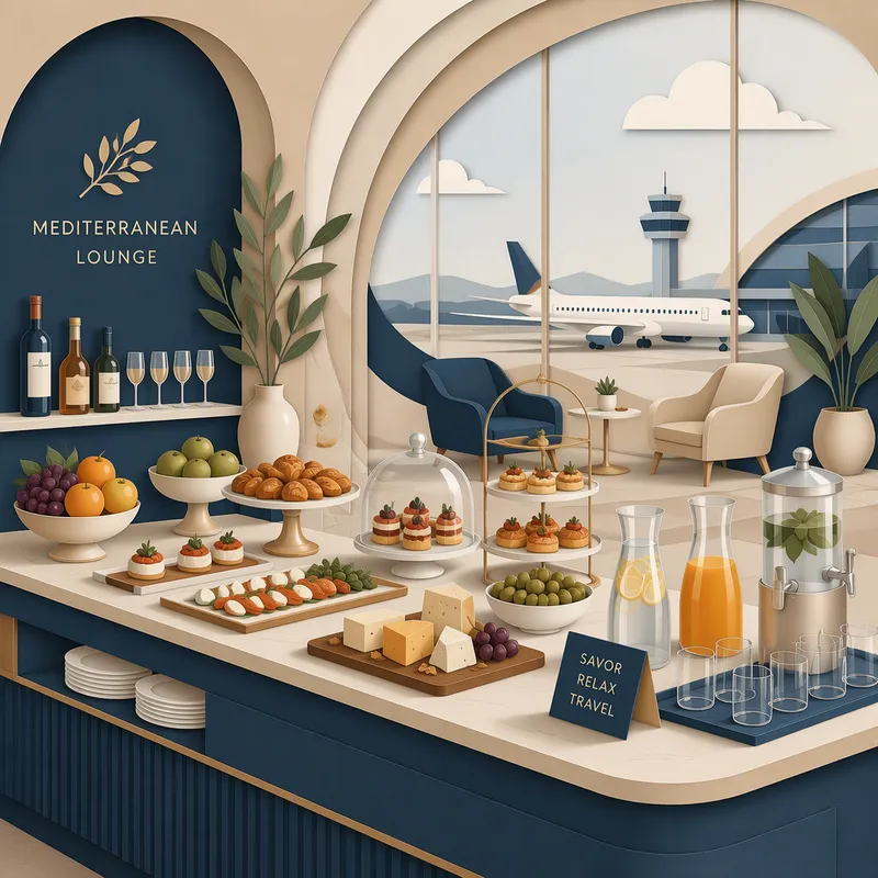 Tyylikäs buffet-pöytä ensiluokkaisessa loungessa