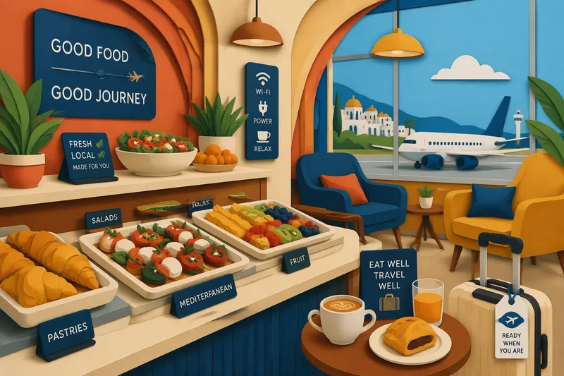 Moderni lentokenttälounge ja buffet-tarjoilu Moderni lentokenttälounge ja buffet-tarjoilu