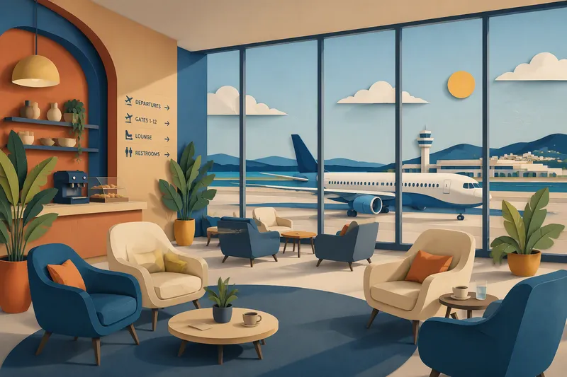 Moderni ja tilava lentokenttälounge