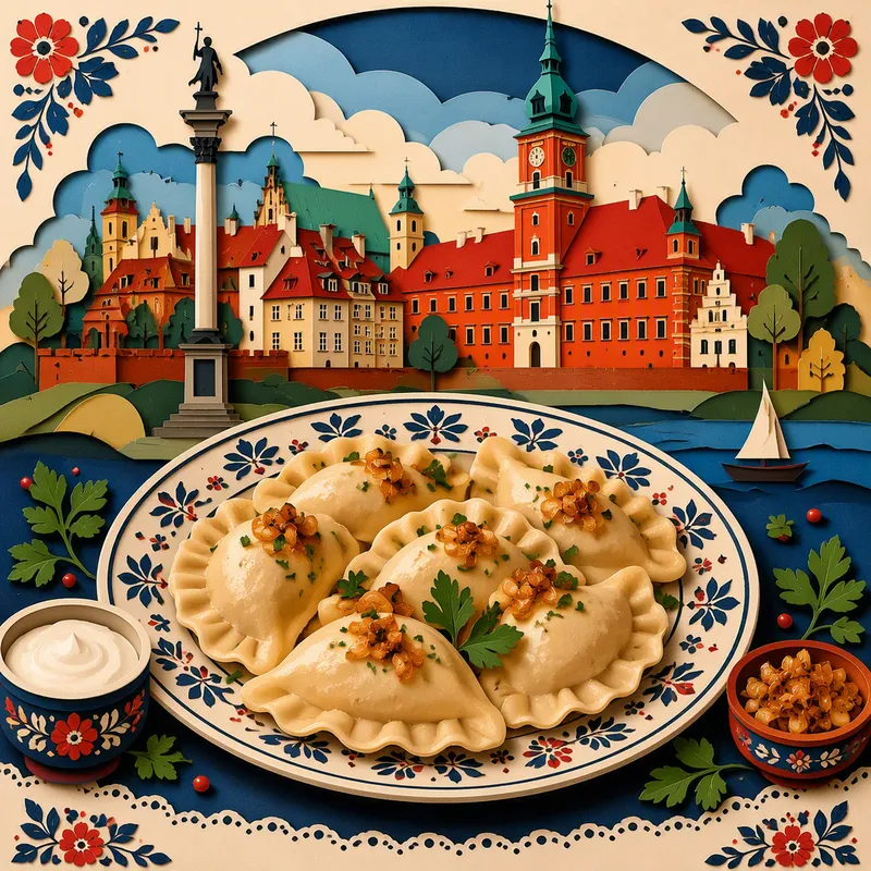 Perinteisiä puolalaisia pierogi-nyyttejä lautasella Perinteisiä puolalaisia pierogi-nyyttejä lautasella